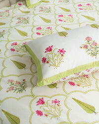 Emerald – Handblock Print Bed Sheet Set (D6)