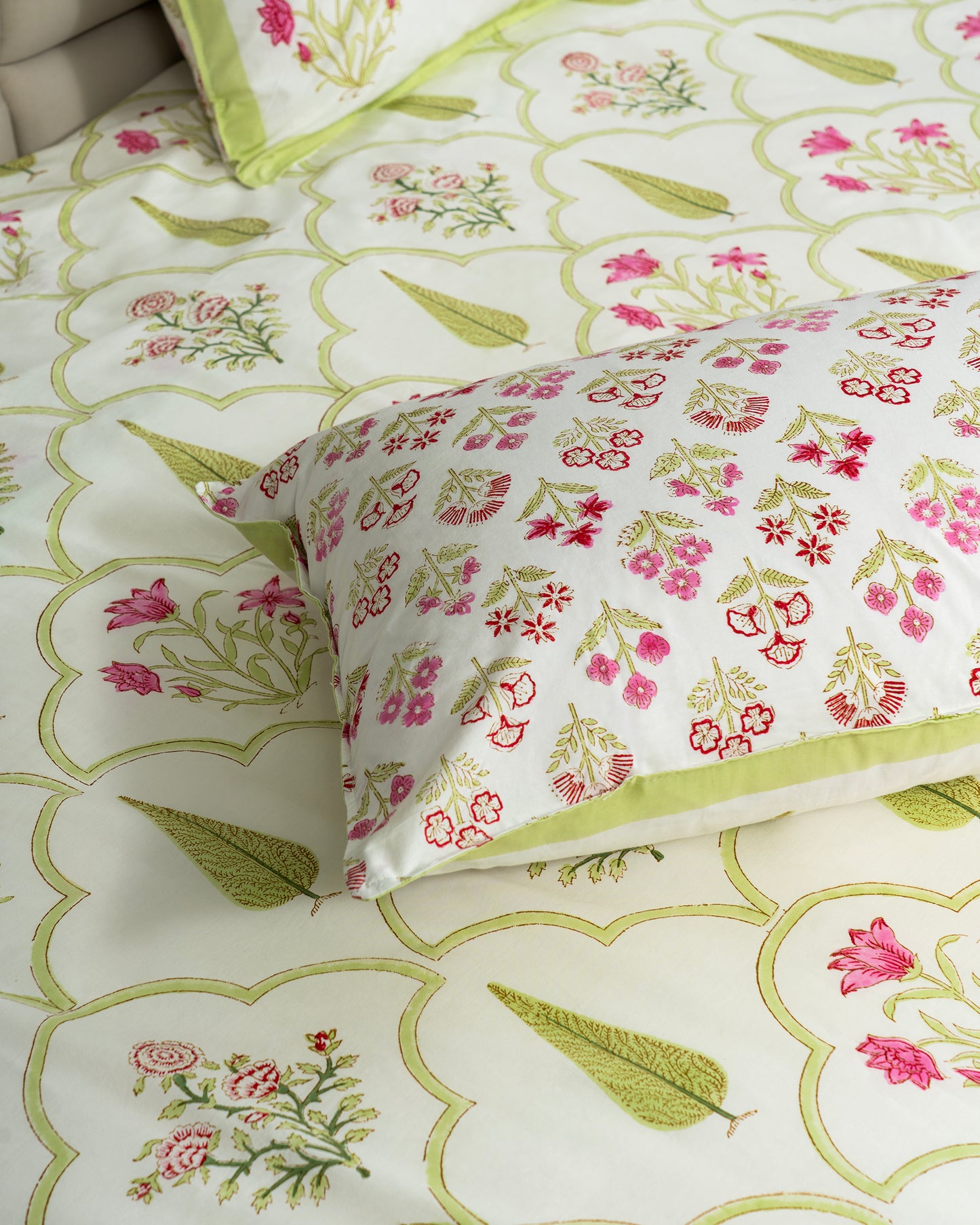 Emerald – Handblock Print Bed Sheet Set (D6)