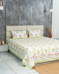 Emerald – Handblock Print Bed Sheet Set (D6)