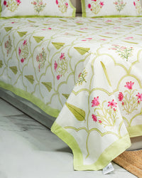 Emerald – Handblock Print Bed Sheet Set (D6)