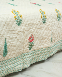 Saanjh 100% Premium Mulmul Cotton Hand Made & Hand Block Print Quilt - King