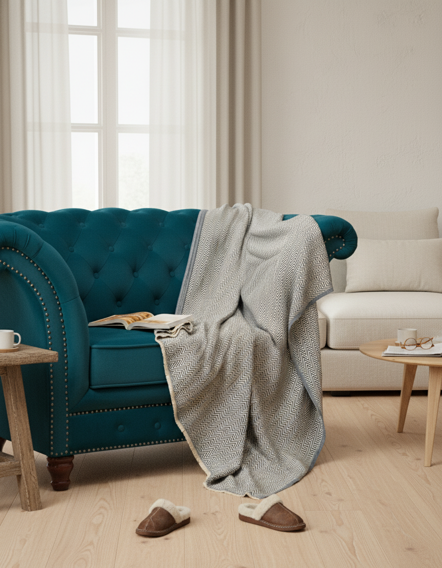 Soft Acrylic Wavy-Pattern Throw - Amitie