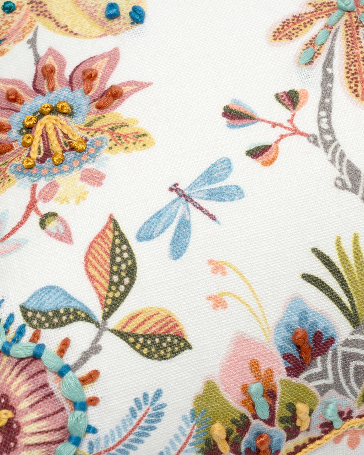 Hand-Embroidered Botanical Cushion - Floriate 101