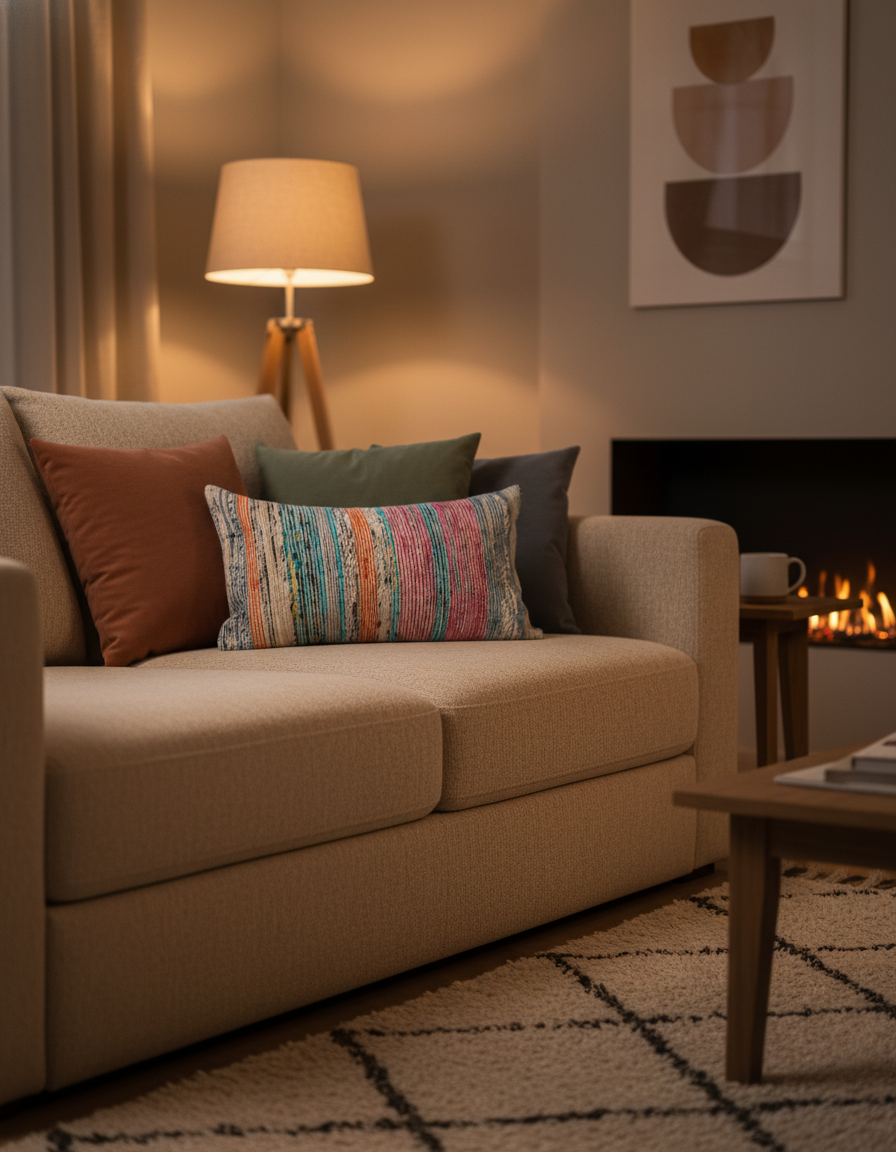 Handwoven Striped Rectangular Cushion - Naisha 102