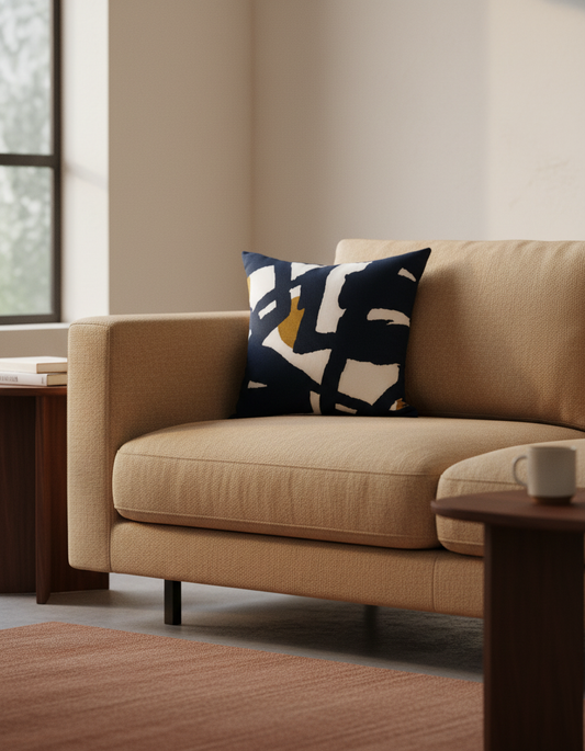 Bold Abstract Jacquard Cushion - Rut 101