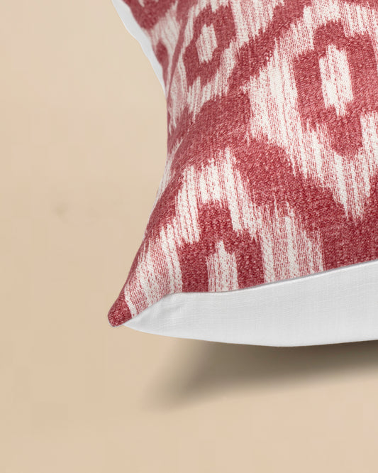 Potter Cherry 304 Ikat-Style Geometric Cushion