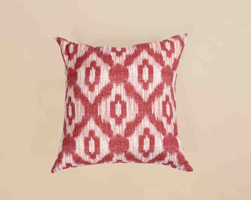 Ikat-Style Geometric Cushion - Potter 4100 Cherry 304