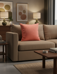 Terracotta–Coral Textured Cushion - Ontario 101