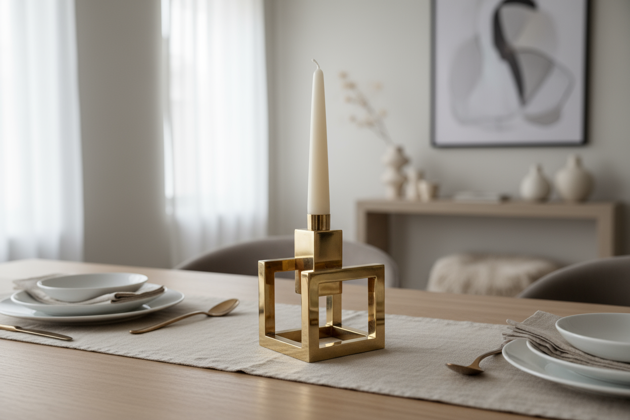 Illuminate your home with the MaiahHome Handcrafted Brass Candle Holder — where minimalism meets luxury.

Each piece is individually cast and polished by artisans, offering a warm metallic sheen that complements any décor style.

Perfect for dining tables, sideboards, or gifting — this elegant piece turns every corner into a moment of calm.
