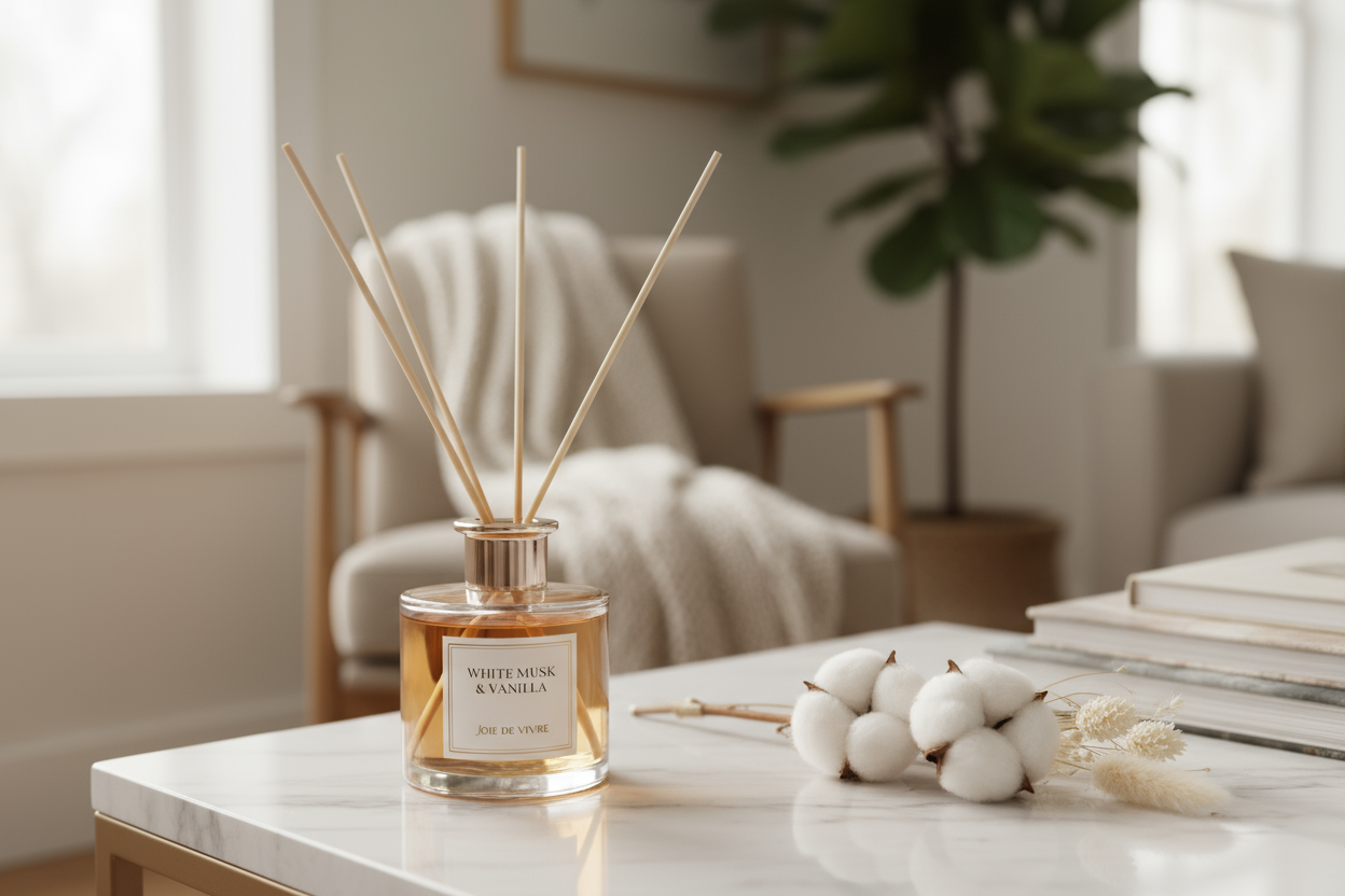 The MaiahHome Reed Diffuser Set brings elegant fragrance into your space — a soft blend of white musk and vanilla that lingers beautifully.

Crafted for slow release and long-lasting aroma, this diffuser balances freshness with warmth, creating a calming atmosphere.

Ideal for bedrooms, living areas, or gifting — a true scent of sophistication.

Key Features:

Premium essential oils blend

200ml glass diffuser bottle + 6 natural reeds

Lasts up to 90 days

Alcohol-free and non-toxic formula

Elegant packagi